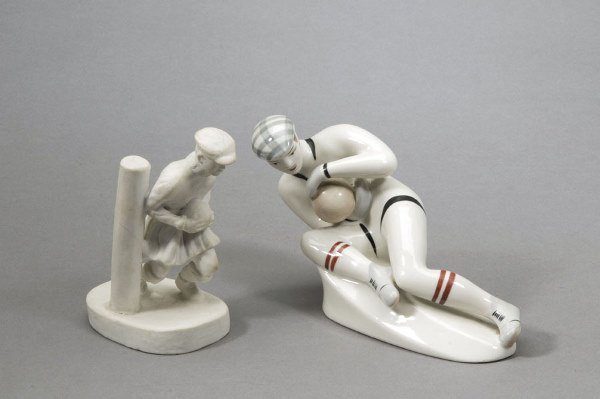 A group of football ceramics and glass, comprising