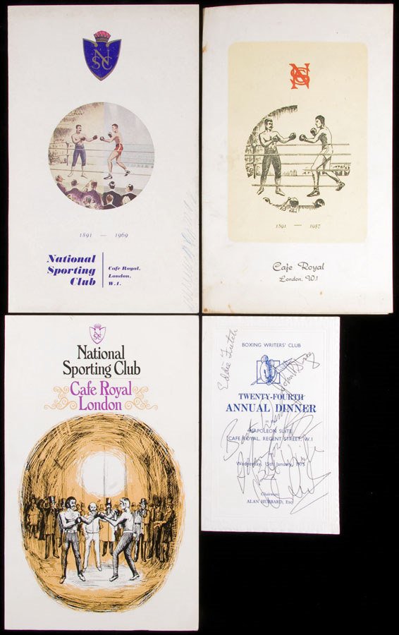 A Collection of boxing programmes and menu cards d