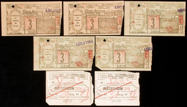 A collection of seven match tickets for the 1924 O
