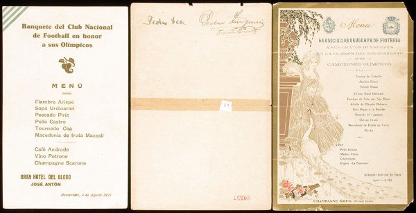 Three celebration banquet menus for the Uruguay 19