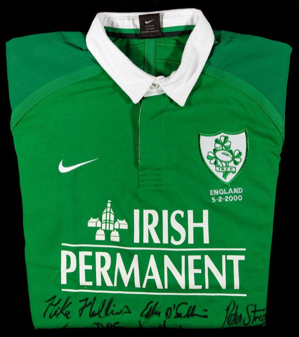 A team-signed green No.23 Ireland v England 2000
