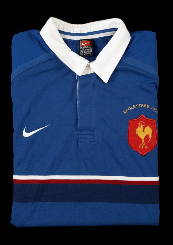 A blue France v England international jersey date