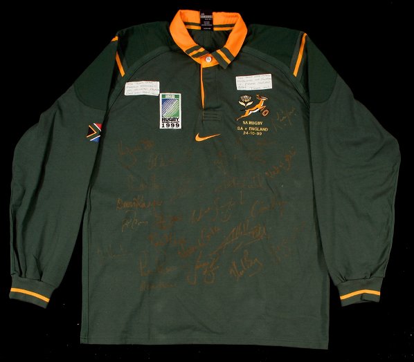A team-signed green South Africa No.23 shirt from