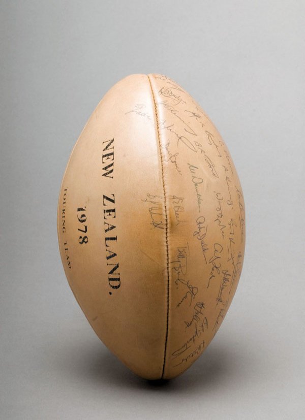 A rugby ball signed by the 1978 touring New Zeala