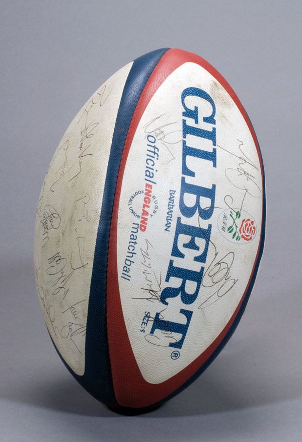 A signed match ball from the England v Wales Six