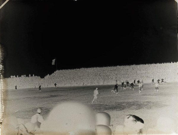 A glass negative plate of the England v Scotland