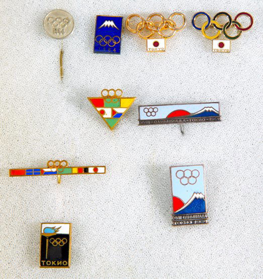 Nine Tokyo 1964 Olympic Soviet commemorative pins, all (1 of 1)