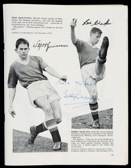 Bobby Charlton  & Matt Busby signed 1957 Manchester (1 of 1)