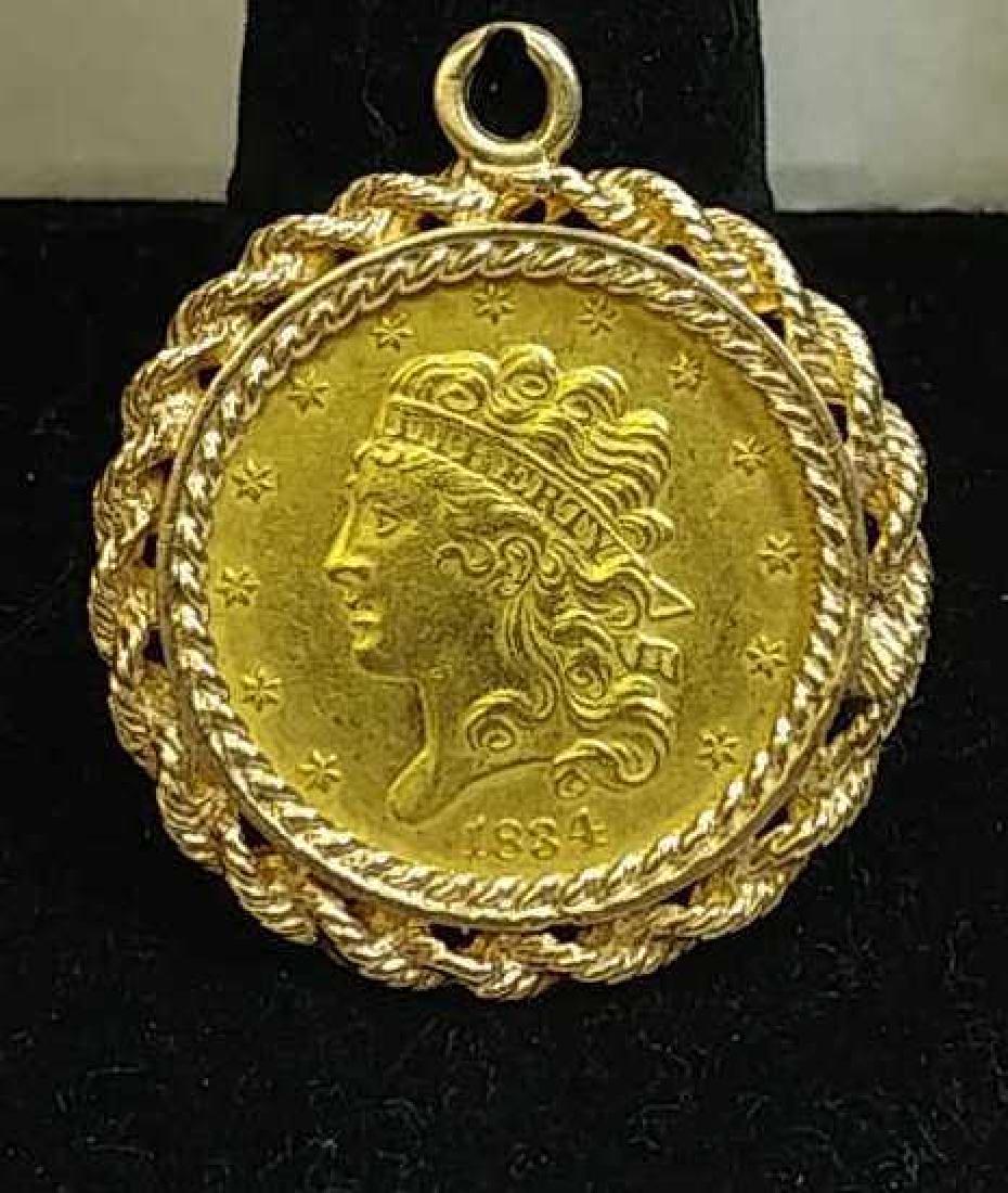 1834 $5 Gold Liberty Coin Bezel Mounted (1 of 3)