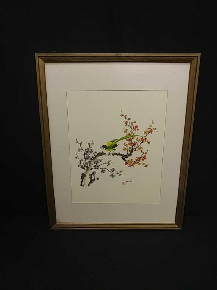 Oriental Print "Bird on a Branch" (1 of 2)