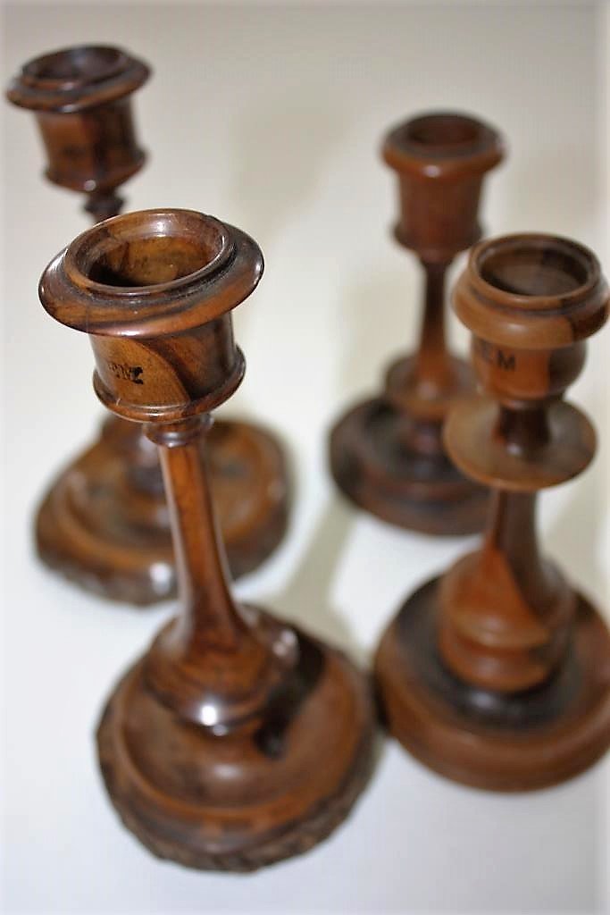 Collection of Old Olive Wood Candlesticks - Jerusalem (1 of 7)