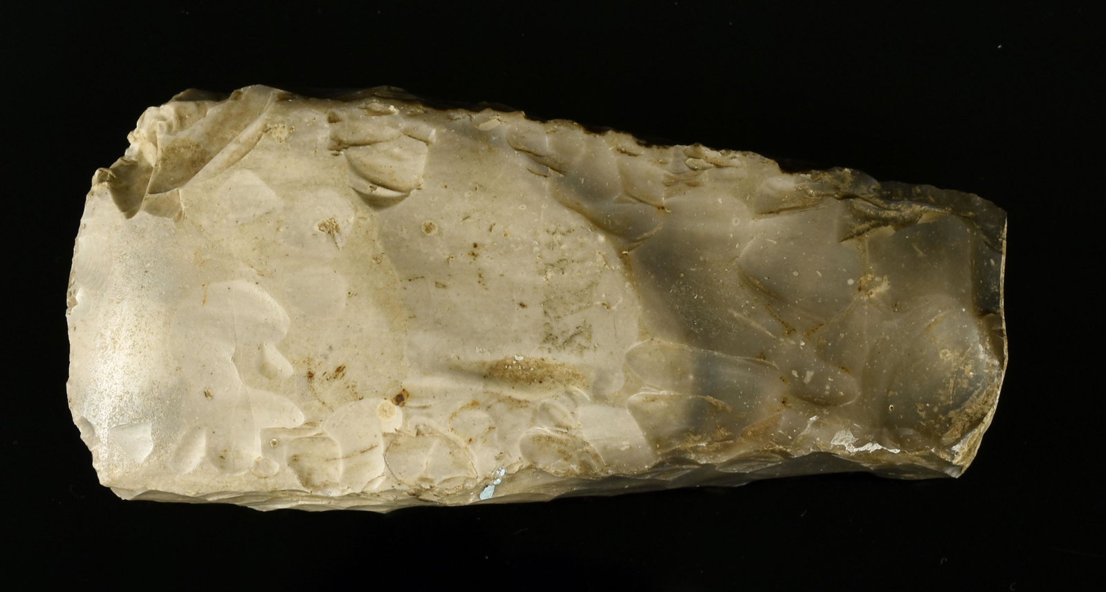 5-1/4" Danish Flint Celt: Nice Neolithic example from Denmark in a gray fossil chert. Ex - G. Miller Collection.