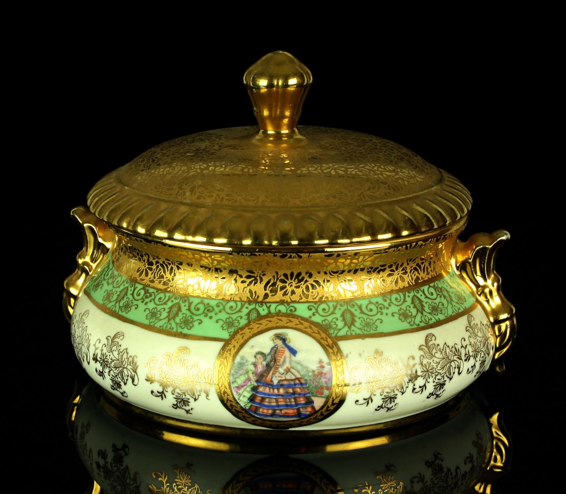 Exquisite Lemieux China 24k Gold Hand Decorated Covered Mar 05 16 Apollo Auction Group In Ky