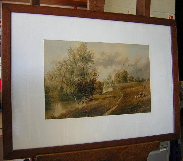 WILLIAM FREDERICK AUSTIN (ENGLISH, 19TH CENTURY): William Frederick Austin (English, 19th Century) Picnickers with their Dog by a Lakeside signed lower right "Wm. Fred Austin Delt. 1887" watercolour 32 x 50cm Provenance: Private collection, Bedfordsh