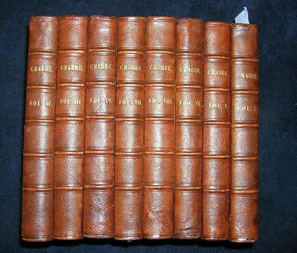 CRABBE, REV. GEORGE. THE POETICAL WORKS: CRABBE, Rev. George. Works, 8 volumes, London: John Murray 1834, small 8vo, half grained calf