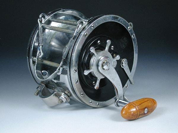 PENN - A 'SENATOR NO 14/0' BIG GAME REEL: Penn - a 'Senator No 14/0' big game multiplying reel, chromed finish, 7in diameter