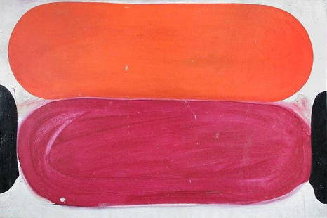 JOHN BLACKBURN (BRITISH, B.1932): John Blackburn (British, b.1932) Large Purple and Red Lozenges oil on board 122 x 82cm