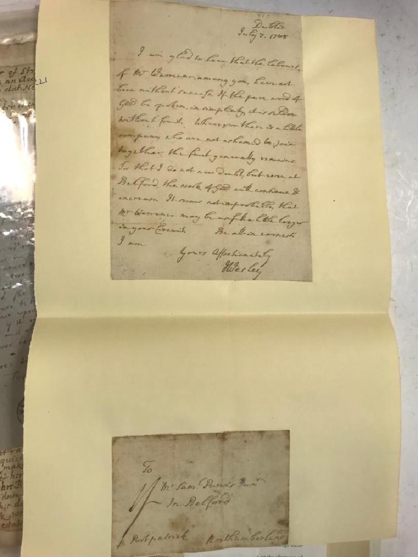 A small collection of historical letters and: A small collection of historical letters and manuscripts. John Wesley, Dublin 1785, 1p.(stuck down), to Samuel Purvis Junr, Belford, Northumberland, '..If the pure word of God be spoken in simplicity,