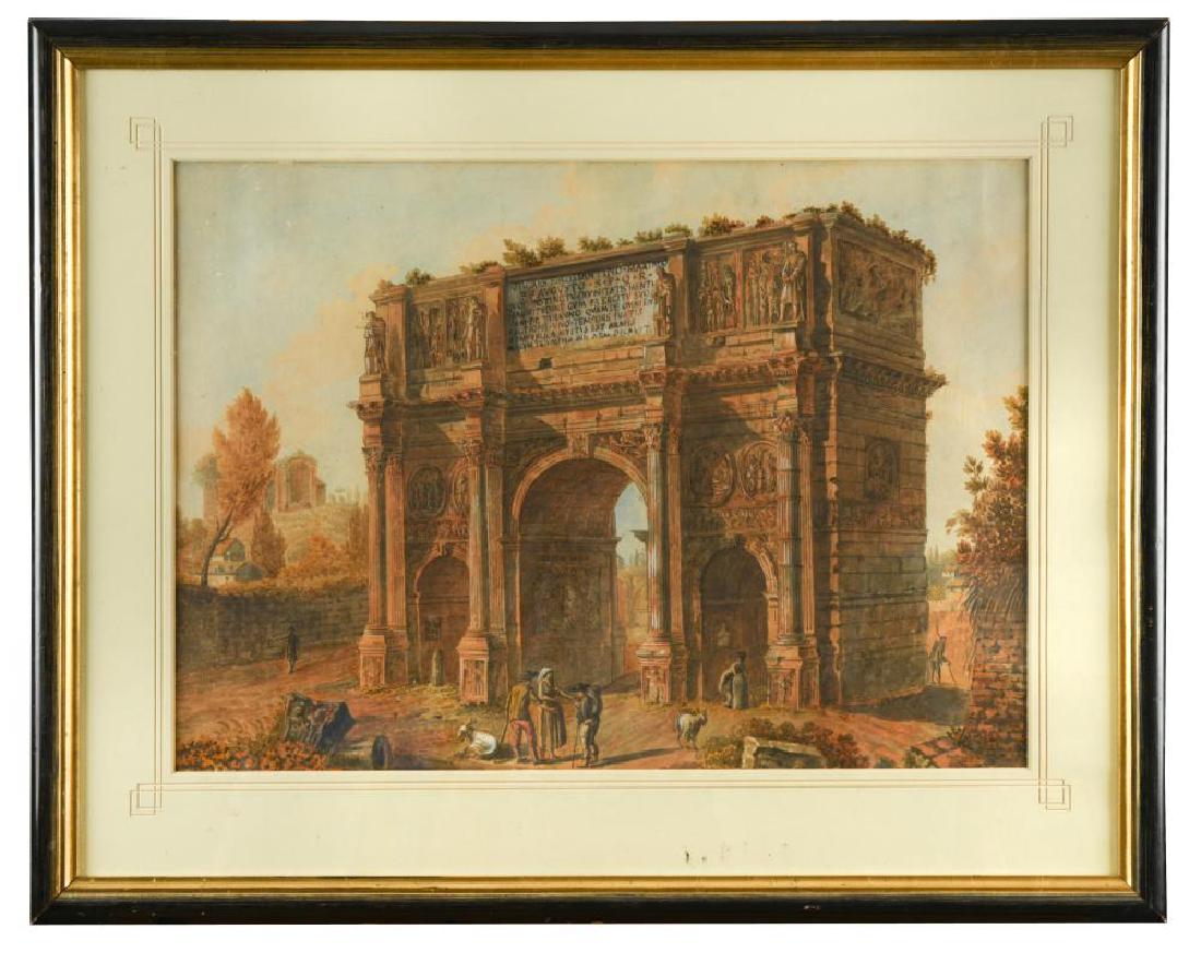 Attributed to Franz Kaisermann (Swiss, 1765–1833) View: Attributed to Franz Kaisermann (Swiss, 1765–1833) View of the Arch of Constantine, Rome watercolour with pen and ink 49 x 69cm (19 x 27in)