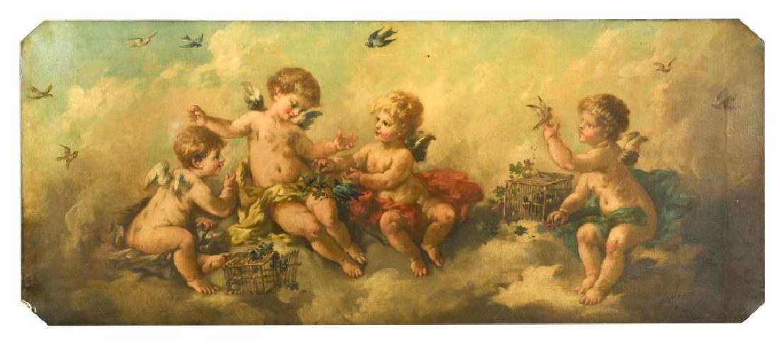 Charles Augustus Henry Lutyens (British, 1829-1915): Charles Augustus Henry Lutyens (British, 1829-1915) Putti disporting signed lower right "Lutyens" oil on canvas 51 x 123cm (20 x 48in)