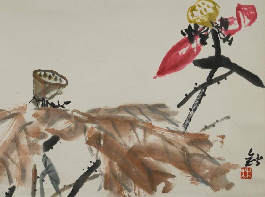 Lin Kai 1924 2006 Dying Lotus And Pod Mounted Ink Apr 04 2019 Cheffins In United Kingdom