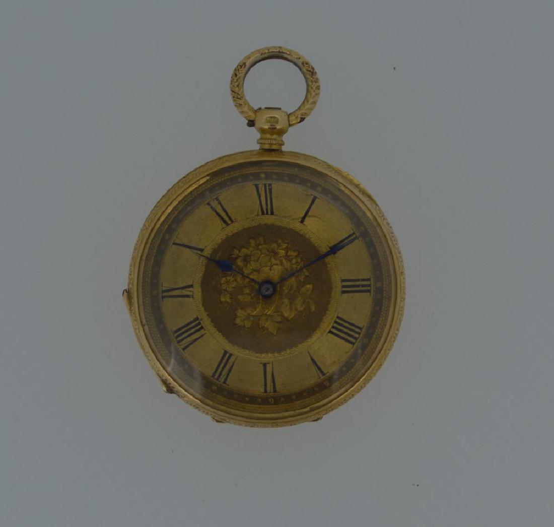 An unsigned continental open faced pocket watch, (1 of 4)