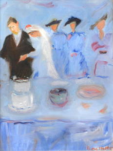 § Rose Hilton (British, 1931-2019) The Wedding signed: § Rose Hilton (British, 1931-2019) The Wedding signed 'Rose Hilton' (lower right) oil on canvas 65 x 50cm (25 x 20in)