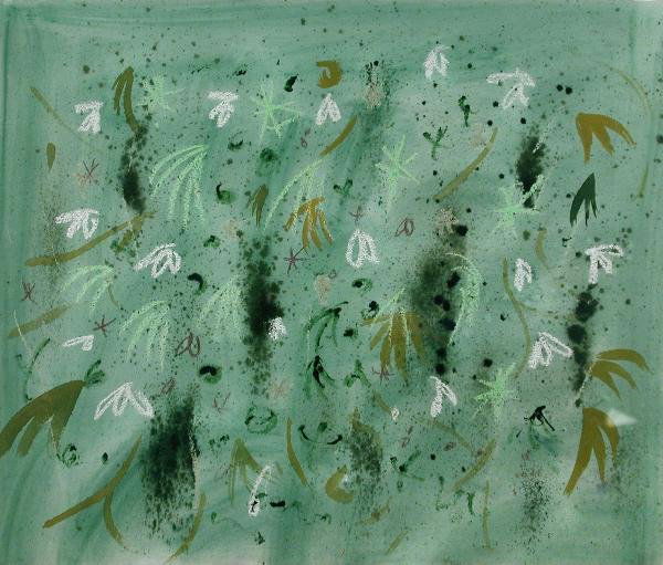 JOHN PIPER, OM, CH (1903-1992): John Piper, OM, CH (1903-1992) Garden Gauze for the Rape of Lucretia watercolour 38 x 45cm Provenance: Private collection, Cambridge John Piper painted the present watercolour for a production of the