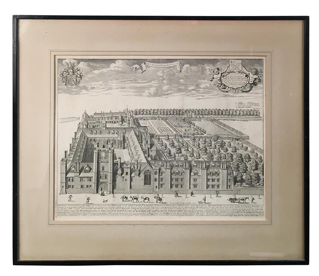 Seven engravings of Queens' College, Cambridge: Seven engravings of Queens' College, Cambridge. David Loggan, Collegium Reginale, late 17th or early 18th century impression, 36.5 x 46cm; six others 19th century by Ackermann, LeKeux, etc (7)