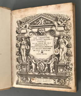 ZANTANI (Antonio) Le imagini con tutti i reverse: ZANTANI (Antonio) Le imagini con tutti i reverse trovati et le vite de gli imperatori. Libro primo. Enea Vico 1548, small 4to, decorative engraved title, 12 medallic portraits of emperors with text pa