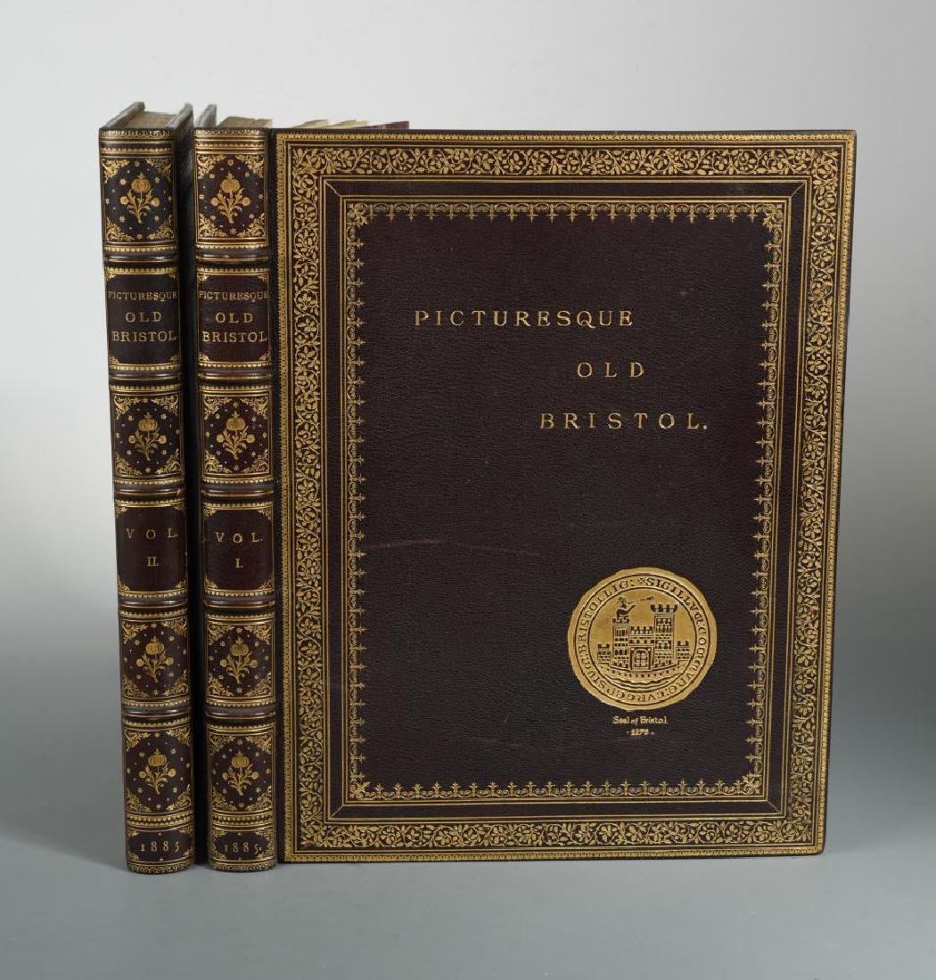 BIRD (Charles) and John TAYLOR. Picturesque Old: BIRD (Charles) and John TAYLOR. Picturesque Old Bristol, a Series of 52 Etchings, in 2 vols, Bristol: Frost and Reed 1885, folio, no. 11/125 unlettered proof edition, full morocco gilt by Zaehnsdorf,