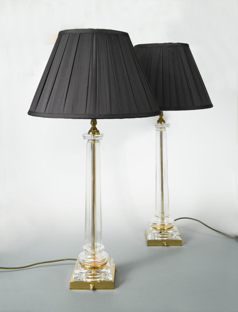modern glass columnar table lamps PAIR OF COLUMNAL GREEN GLASS TABLE LAMPS