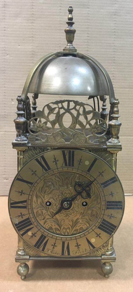 A late Victorian brass lantern clock, in 17th century (1 of 8)