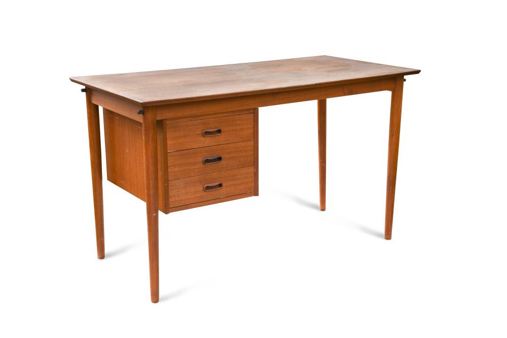 Arne Vodder for H. Sigh & Sons, a mid-century Danish: Arne Vodder for H. Sigh & Sons, a mid-century Danish teak desk, the rectangular top above three drawers to one side raised on tapering cylindrical legs, branded mark 71.50 x 119 x 60cm (28 x 46 x 23in