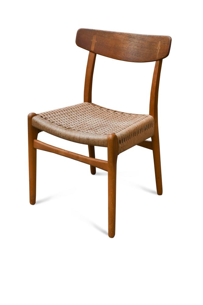 Hans Wegner for Carl Hansen & Son, a teak model CH23: Hans Wegner for Carl Hansen & Son, a teak model CH23 dining chair, with corded seat, branded marks 77cm (30in)