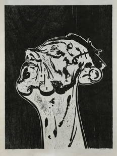 §Tony Bevan, RA (British, b.1951) Portrait Head and: §Tony Bevan, RA (British, b.1951) Portrait Head and Neck signed and dated 'Bevan 94' (lower right) woodcut on paper, unframed 80 x 60cm (31 x 23in)