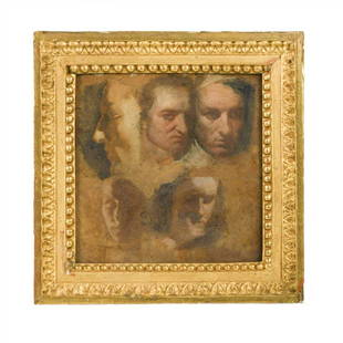 Benjamin Robert Haydon (British, 1786-1846) Portrait: oil on paper, laid on panel (Dimensions: 19.5 x 20 cm)(19.5 x 20 cm)Footnote: Provenance: Sotheby's, London, Sale, 3 February 1993, lot 29Condition report: NX 898 old Christie's stencil. A little disc