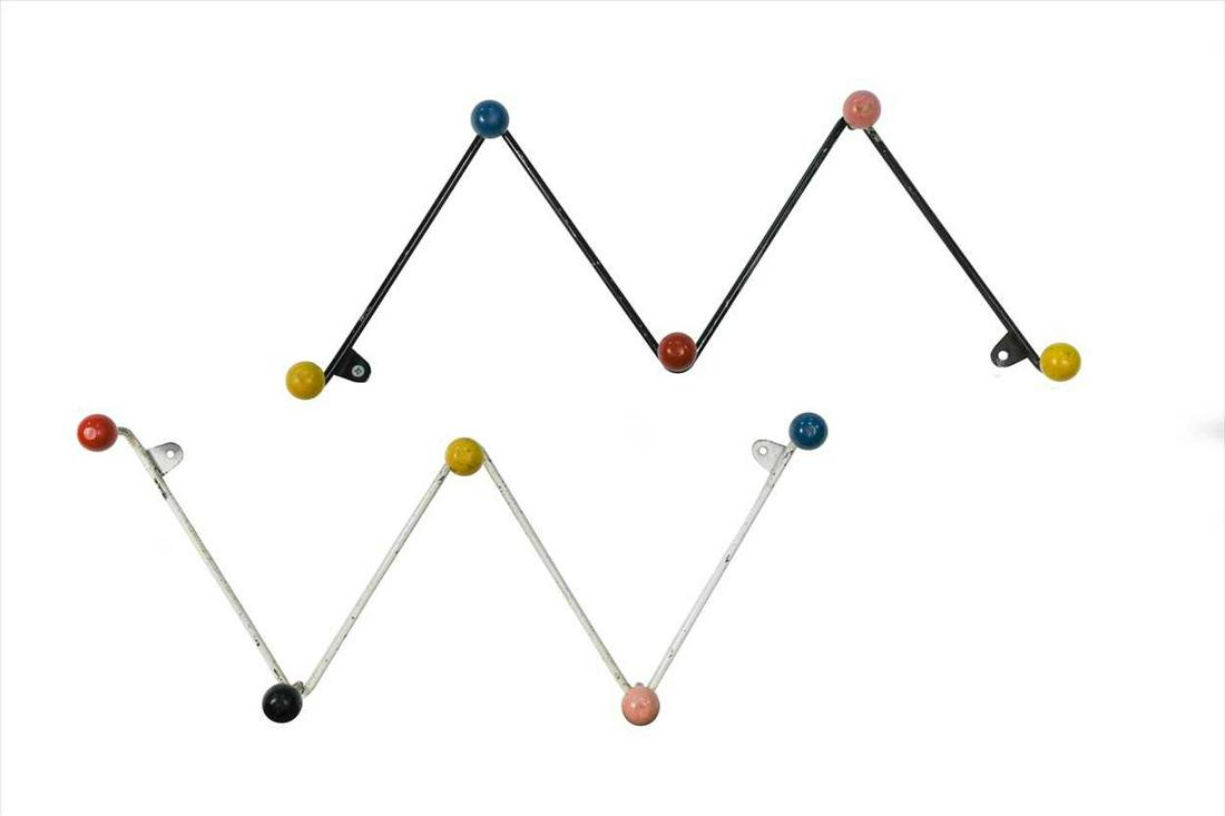 A pair of original 'Atomic' style coat hooks, (1 of 2)