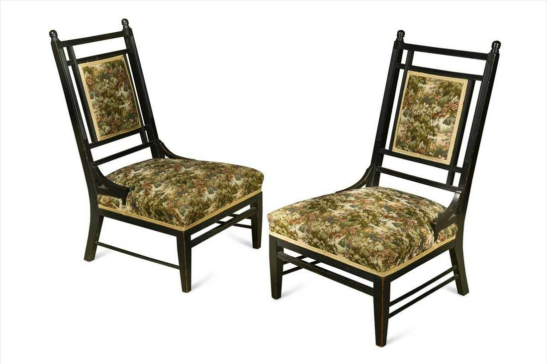 In the manner of E. W. Godwin, a pair of ebonised side (1 of 1)