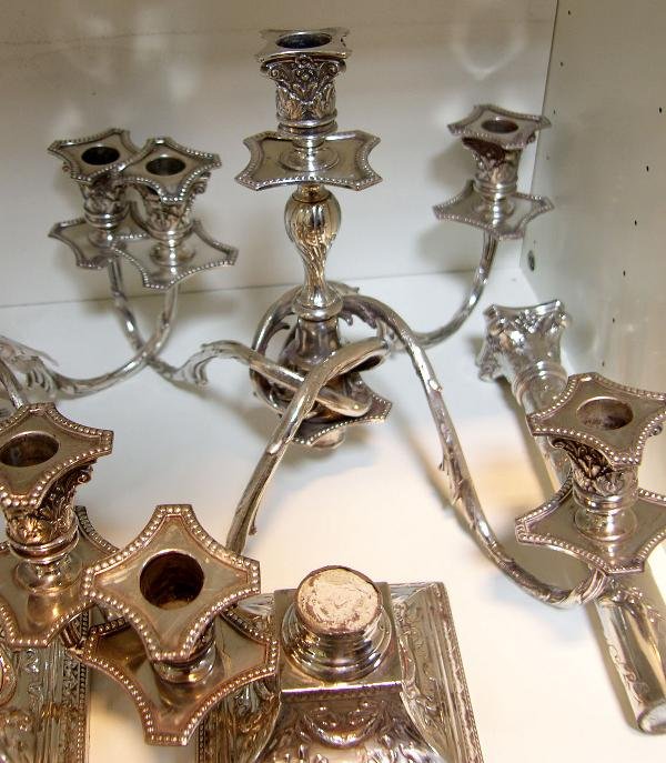 A PAIR OF VICTORIAN ELECTROPLATE FIVE LIGHT CANDEL - 4