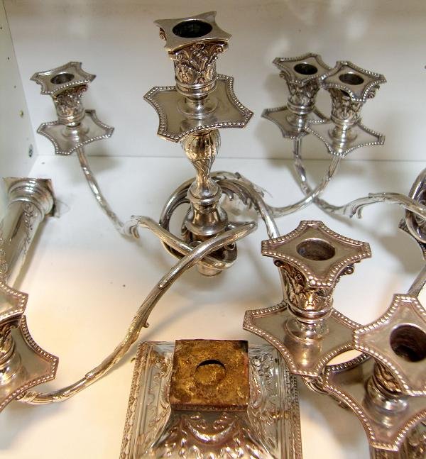 A PAIR OF VICTORIAN ELECTROPLATE FIVE LIGHT CANDEL - 5