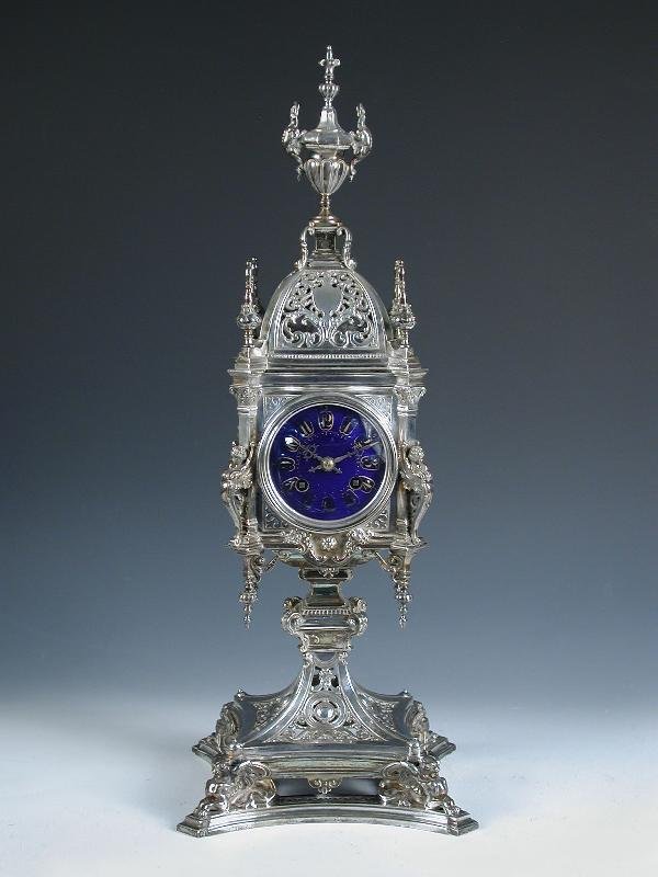 FRENCH ELECTROPLATE MANTEL CLOCK