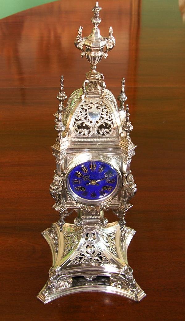FRENCH ELECTROPLATE MANTEL CLOCK - 2