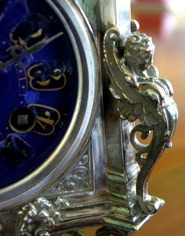 FRENCH ELECTROPLATE MANTEL CLOCK - 4