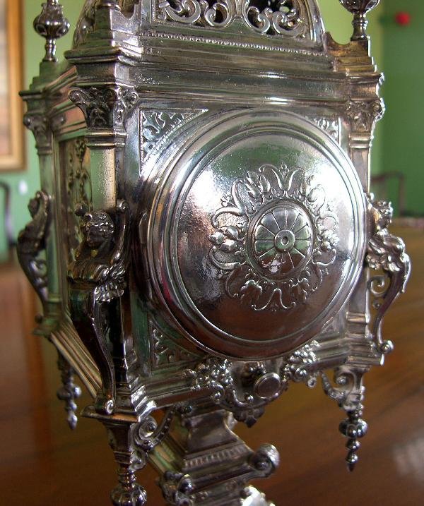 FRENCH ELECTROPLATE MANTEL CLOCK - 8