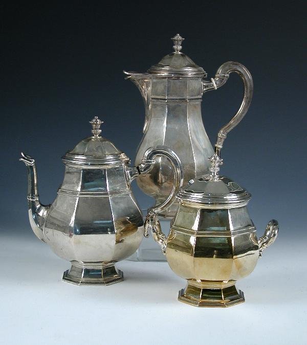 A THREE PIECE GERMAN SILVER TEASET