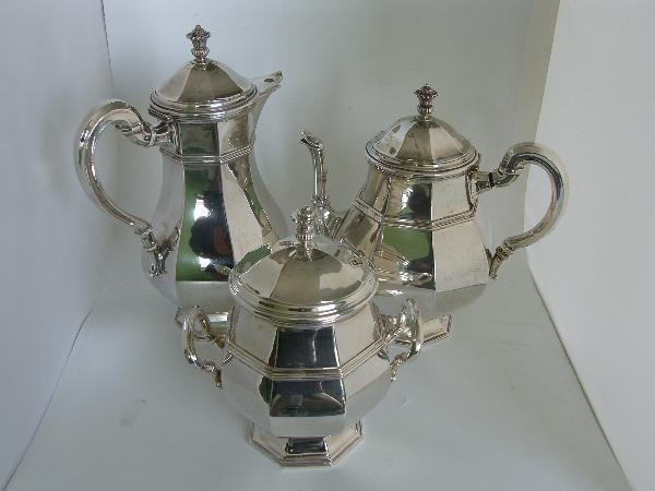 A THREE PIECE GERMAN SILVER TEASET - 2