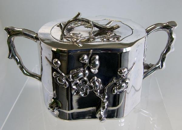 A CHINESE SILVER SUGAR BASIN & CREAMER - 3