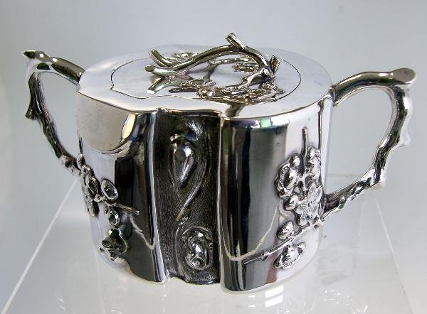 A CHINESE SILVER SUGAR BASIN & CREAMER - 4