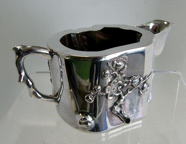 A CHINESE SILVER SUGAR BASIN & CREAMER - 7